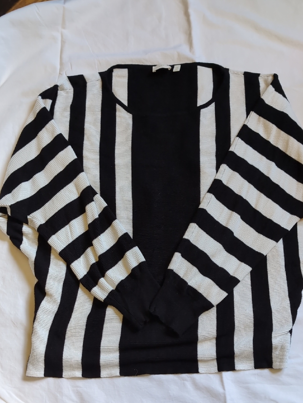 Cyrus Black and White Striped V-Neck Sweater